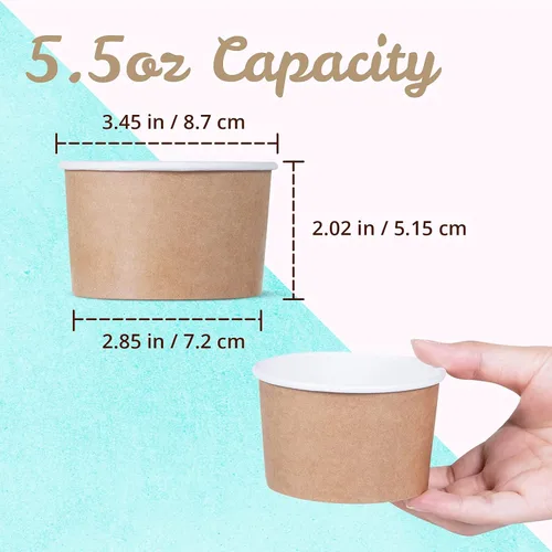 Miniatura 4 de MATICAN Vasos de papel para helado, 100 cuencos de postre desechables de 5.5 onzas para alimentos calientes o fríos, suministros de fiesta de 5.5