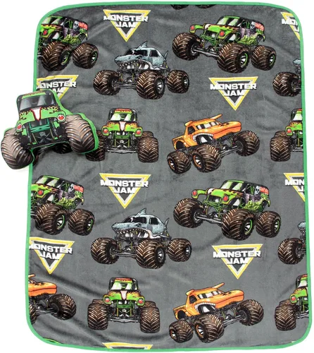 Miniatura 2 de Jay Franco Juego de ropa de cama Monster Jam Grave Digger Nogginz - Manta ligera de viaje de 40 x 50 pulgadas y funda de almohada - Juego de ropa