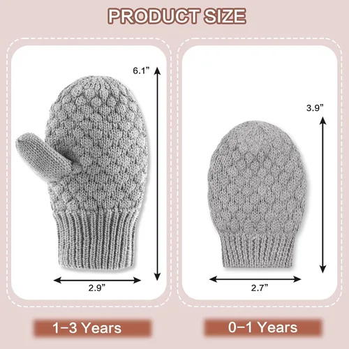 Miniatura 27 de Guantes de punto para bebés, niños y niñas, guantes de invierno para recién nacidos, guantes de 0 a 3 años