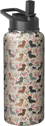 Miniatura 32 de Dachshund - Vaso de viaje aislado de acero inoxidable de 20 onzas con asa y pajilla, regalo para mujer, para el Día de la Madre, a prueba de fugas