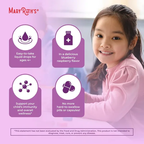 Miniatura 6 de MaryRuth's - Jarabe de saúco negro orgánico en gotas, apoyo inmunológico, vegano, sin OGM y sin gluten, para 1 mes, arándano y frambuesa - 1 onza
