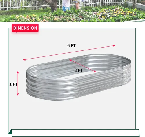 Miniatura 8 de PayLessHere Cama de jardín galvanizada de 6 x 3 x 1 pies, cama de jardín elevada para exteriores, verduras, flores, cama de jardín, caja de jardín