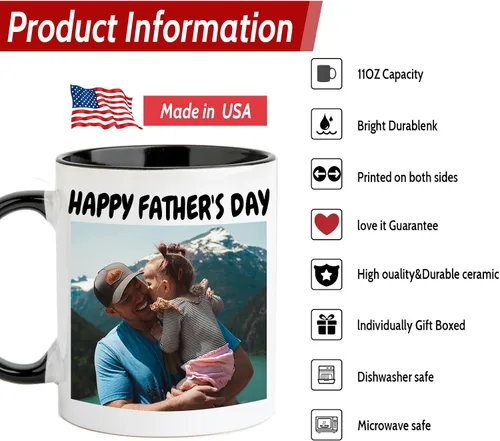 Miniatura 5 de Taza de café personalizada Taza personalizada con nombre y logotipo de texto, taza personalizada de 11 onzas en ambos lados, regalos Blanco