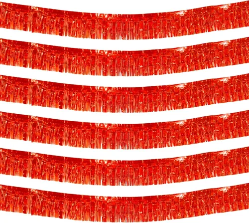 Miniatura 11 de Pack de 6 Guirnaldas de 10 Pies de Flecos de Aluminio con Serpientes de Oropel Bandera Colgante de Pared Telón de Fondo Bandera para Flotas