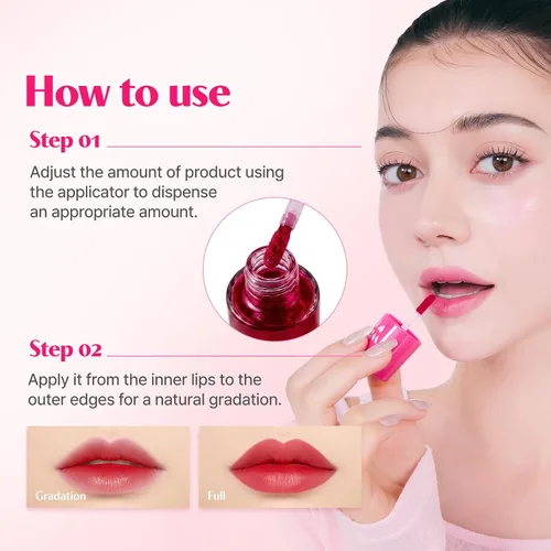 Miniatura 7 de ETUDE Dear Darling Water Tint – Cherry Ade (0.32 onzas) Tinte labial de color vivo con acabado hidratante sin peso y no pegajoso Tinte de labios