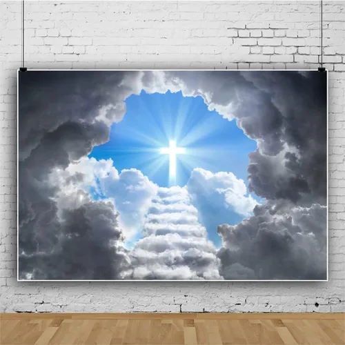 Miniatura 2 de Renaiss Fondo de telón de fondo de escalera al cielo, luz sagrada, nubes, paraíso escaleras, fondo de escalera al cielo, actividad cristiana