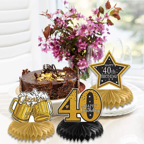 Miniatura 5 de 8 piezas de decoración de cumpleaños 40 para mujeres y hombres, decoración de mesa de 40 años, decoración creativa de mesa de cumpleaños de cuarenta