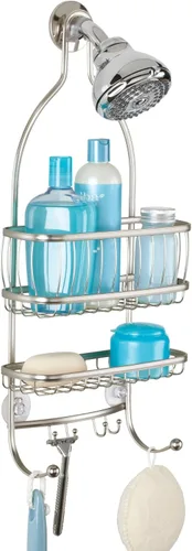 Miniatura 5 de iDesign - Organizador de ducha colgante extra ancho de metal, colección York, 10 x 4 x 22 pulgadas, plateado Plata