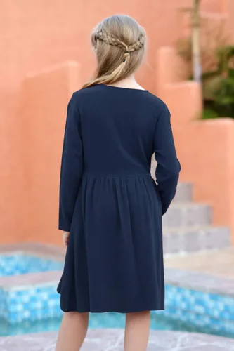 Miniatura 2 de Gorlya - Vestido de manga corta con botones y cintura plisada para niñas de 4 a 12 años