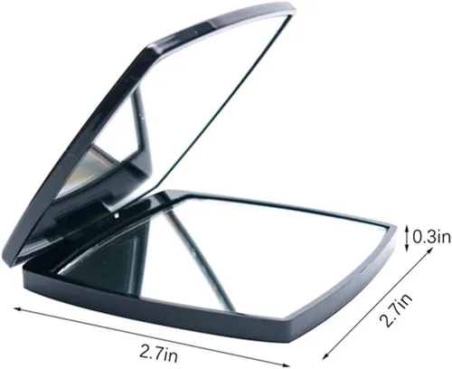 Miniatura 5 de Espejo de tocador compacto de moda para mujer, elegante espejo compacto pequeño de 2 x 1 x aumento, espejo de maquillaje plegable de doble cara