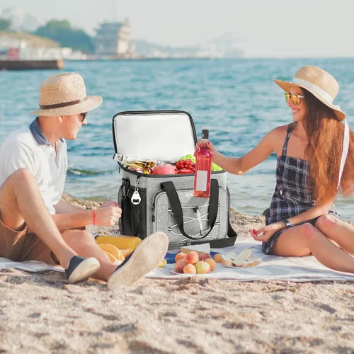 Miniatura 8 de RealCool Bolsa térmica suave de 35/45 latas, hielera plegable aislada a prueba de fugas, lonchera grande para hombres y mujeres, enfriador de lados