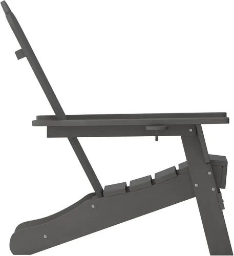 Miniatura 9 de Flash Furniture Newport Adirondack - Silla Adirondack con soporte para tazas, silla Adirondack de poliresina resistente a la intemperie, color gris