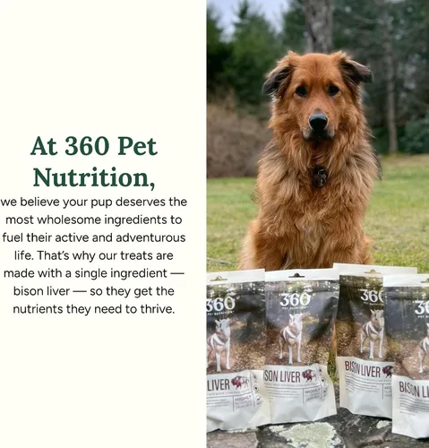 Miniatura 6 de 360 Pet Nutrition Golosinas de hígado de bisonte crudo liofilizado para perros, un solo ingrediente, alto en proteínas, sin granos, aperitivos