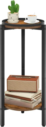 Miniatura 10 de HOOBRO Mesa auxiliar redonda pequeña, mesa para bebidas de café para sofá, esquina, 73 cm de alto, estrecha, mesa de noche redonda, pedestal