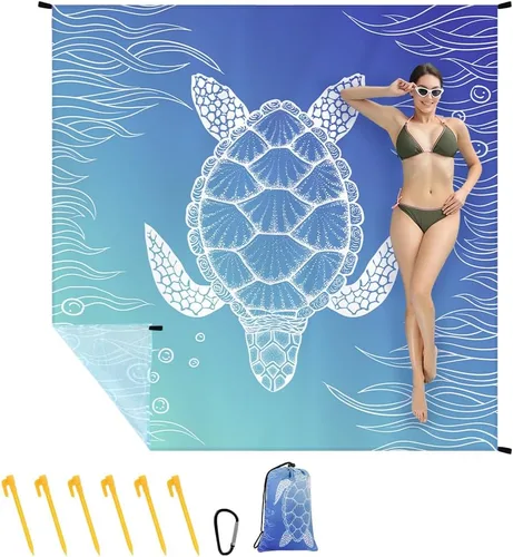Miniatura 14 de Ainiv Manta de Picnic, Mini Tapete de Playa de Bolsillo 27.5 x 43.3 Pulgadas (1-2 Personas) Plegable, Ligera Impermeable Sin Arena, Lámina de Suelo