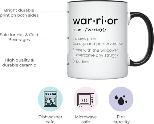 Miniatura 2 de YouNique Designs Taza con texto en inglés «Get Well Soon Warrior, 11 onzas», «Encouragement, Sobriety, Badass Women», «Proud Of You», taza