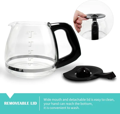 Miniatura 2 de Jarra de repuesto de 12 tazas compatible con cafetera Black and Decker modelo # CM1160B, CM1160W