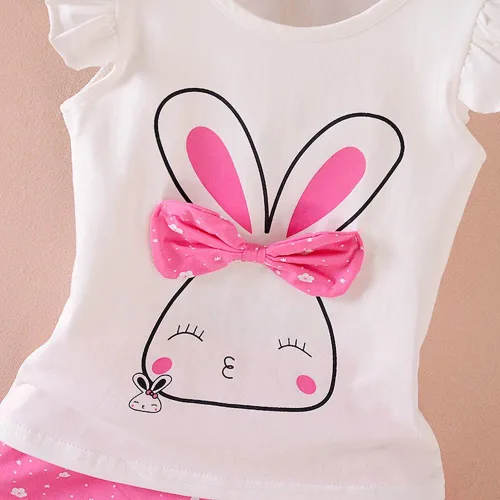 Miniatura 5 de MH-Lucky Conjunto de ropa para bebé niña de 2 piezas con camiseta + pantalones cortos