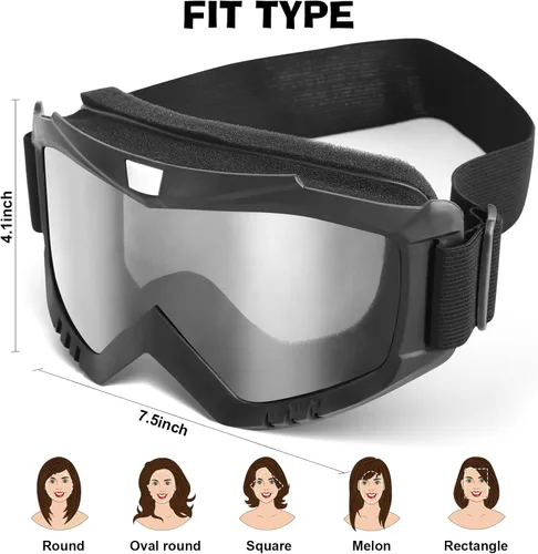 Miniatura 3 de Gafas de moto Dirt & Motocross, paquete de 2 gafas de carreras resistentes al viento para ATV, esquí y snowboard