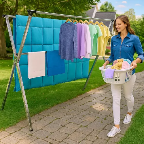 Miniatura 2 de Perchero de Ropa para Secar Plegable para Interior y Exterior, Perchero de Ropa para Secar Portátil Plegable, Perchero de Secado de Ropa