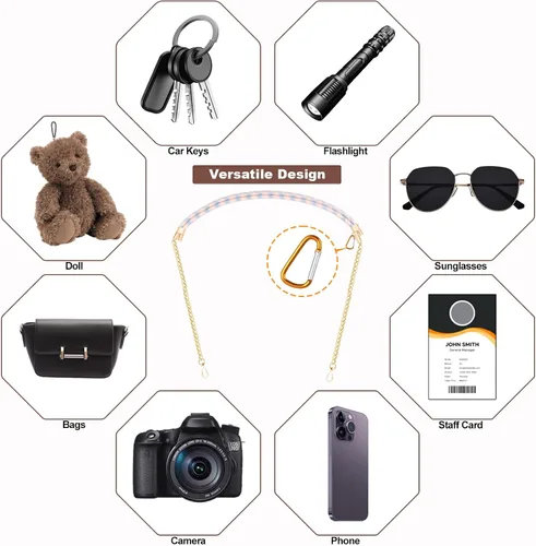Miniatura 7 de Correa Universal para Teléfono, Cadena de Metal para Teléfono Celular y Combinación de Cordón Trenzado Azul Rosa para iPhone 17, Serie 16
