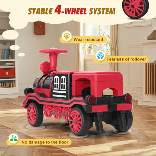 Miniatura 7 de Joyldias - Tren para montar de 2 plazas, juguete de montar de 12 V para niños con música, claxon de tren, luces, velocidad alta/baja