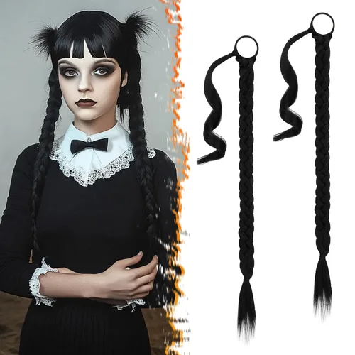 Miniatura 59 de Barsdar Extensión de 26 Pulgadas de Cola de Caballo Trenzada Larga con Banda Elástica - Extensiones de Cabello en Cola de Caballo Recta y Elegante