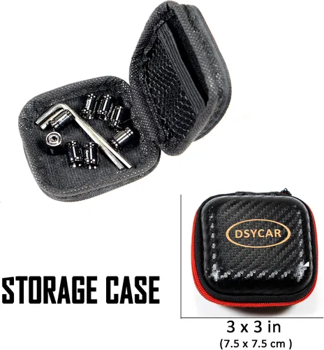 Miniatura 6 de Dsycar Paquete de 8 tapas de vástago de válvula de neumático de bloqueo con sello de goma, tapas de vástago de válvula de aluminio antirrobo