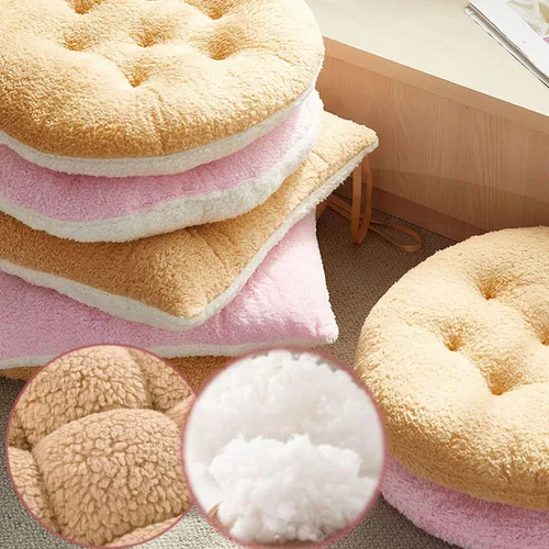 Miniatura 4 de Cojines de silla cómodos cuadrados y redondos de lana de cordero artificial, cojines de asiento de silla suaves y esponjosos de felpa para casa