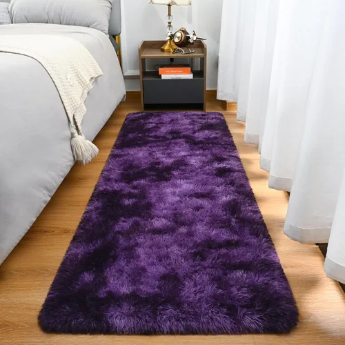Miniatura 14 de Goideal Alfombra mullida para dormitorio, sala de estar, alfombra de noche beige de 2 x 6 pies, pelo largo de pelo sintético, alfombra moderna