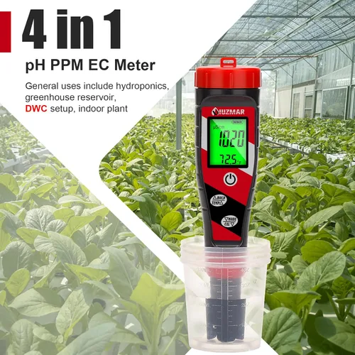 Miniatura 4 de UIUZMAR Medidor digital de pH Medidor de pH TDS EC para solución hidropónica Medidor de pH y EC con pantalla LCD Probador de agua TDS Medidor de pH