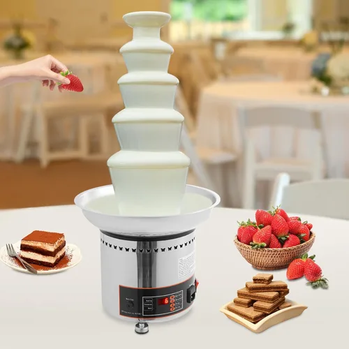 Miniatura 9 de Fuente de fondue de chocolate de 5 niveles, calentador eléctrico de acero inoxidable para derretir chocolate, máquina de fusión calentada, capacidad