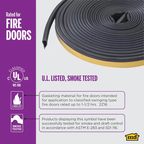 Miniatura 4 de MD Building Products 68668 Sello de silicona para puerta de 20 pies por 1/2 pulgadas, negro