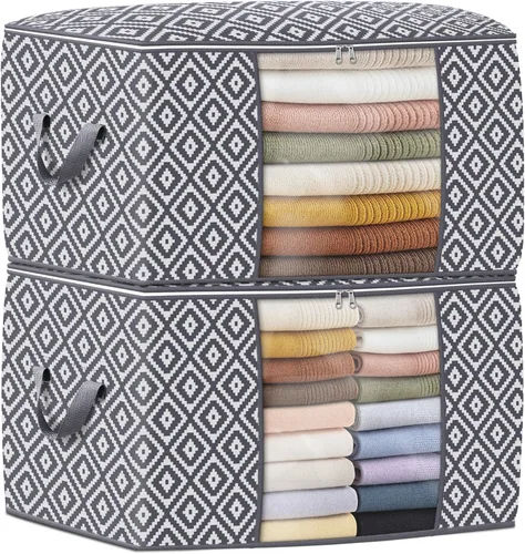 Miniatura 8 de StorageTastic Direct 100L, paquete de 2 contenedores de almacenamiento, contenedores grandes de almacenamiento de ropa, bolsas plegables de Negro