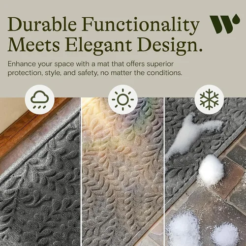 Miniatura 6 de WaterHog Tapete para Puerta Interior/Exterior, 2' x 5', Fabricado en Estados Unidos, Alfombra de Puerta Frontal Duradera y Antideslizante, Gris