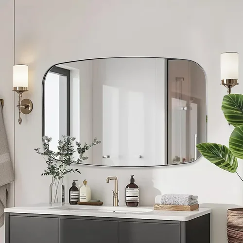 Miniatura 63 de ANDY STAR Espejo de baño de níquel cepillado, espejo ovalado de 20 x 30 pulgadas para baño, espejo oblongo de níquel cepillado con marco de metal