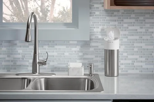 Miniatura 3 de KOHLER 1895-C-2MB Dispensador de jabón para fregadero de cocina con diseño contemporáneo, almacena jabón líquido o líquido para lavavajillas, latón