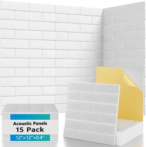 Miniatura 13 de Paquete de 15 paneles acústicos de 12 x 12 x 0.4 pulgadas, paneles autoadhesivos de absorción de sonido para paredes, espuma de reducción de ruido