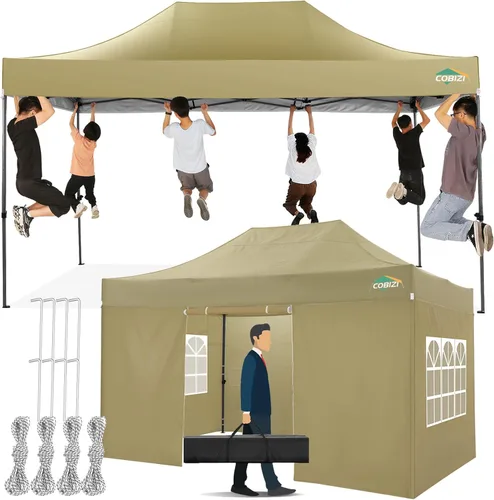 Miniatura 15 de COBIZI Carpa Toldo Emergente de 10x10 pies, Toldo de 10x10 con 4 Paredes Laterales Impermeable de Servicio Pesado Carpa Comercial para Fiestas