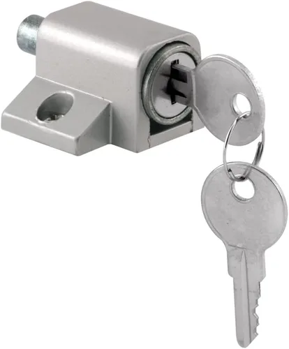Prime-Line U 9861 - Cerradura con llave para puerta corredera, a presión, reemplaza piezas rotas y añade seguridad adicional para el hogar, caja