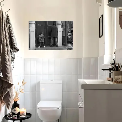 Miniatura 2 de Divertida Decoración de Pared de Baño Arte de Pared en Blanco y Negro - Pósteres de Películas Clásicas Impresión en Lienzo, Arte de Pared Divertido