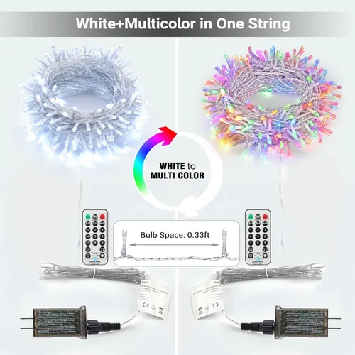 Miniatura 7 de Brizled Luces de Navidad que cambian de color, 65.67 pies, 200 luces LED de doble color para árbol de Navidad con control remoto, blanco frío