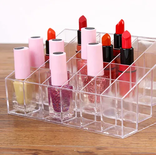 Miniatura 7 de Soporte para lápiz labial de 24 espacios, organizador de lápiz labial acrílico transparente y estante de exhibición para cosméticos, organizador