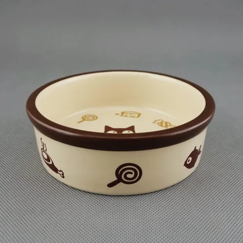 Miniatura 6 de TTCAT Cuenco de cerámica para gatos, bonito patrón de dibujos animados, cuenco básico, platos pequeños de alimentación de mascotas para gatos, Tazón