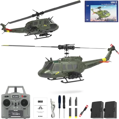 Miniatura 14 de RC ERA C032 Helicóptero RC, Helicóptero RC UH-1 Huey Flybarless de escala 1/48 2.4G 6CH, estabilización de giroscopio de 6 ejes, con mantenimiento