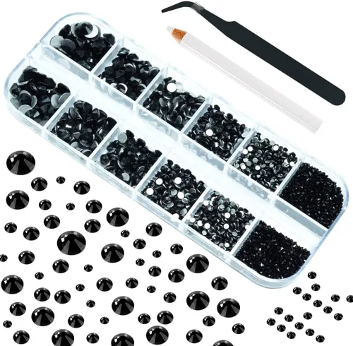 Miniatura 21 de Juego de 4010 diamantes de imitación dorados champán para arte de uñas, diamantes de imitación de parte trasera plana, dijes dorados para uñas, 6