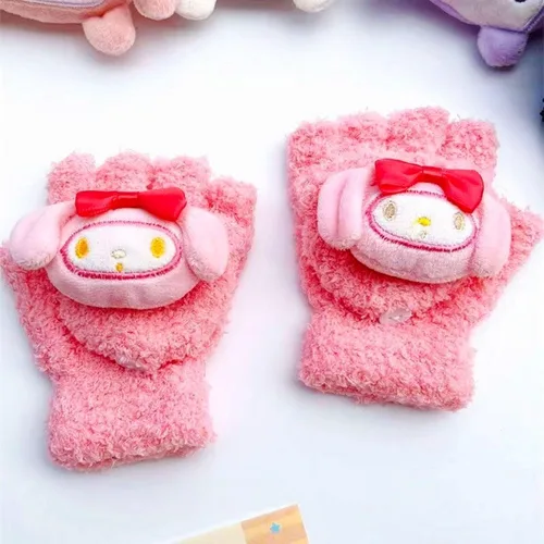 Miniatura 7 de Xipofaie Guantes de invierno sin dedos para mujer, guantes de invierno kawaii, lindos guantes convertibles para clima frío