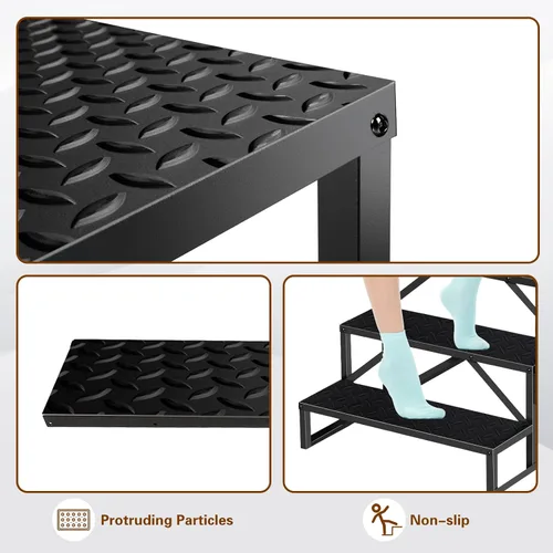 Miniatura 3 de Escaleras de bañera de hidromasaje con pasamanos, escalera de piscina de 4 escalones sobre el suelo, escaleras antideslizantes para caravana