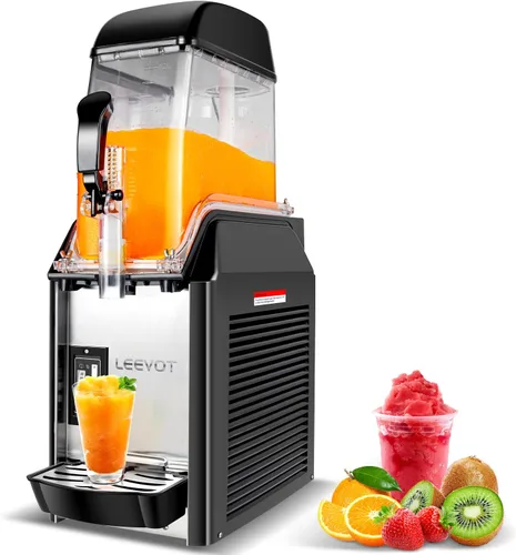 LEEVOT Máquina comercial de granizado – Tanques de 12L Máquina de Margarita Máquina congelada para Restaurante Bar Fiesta – 550W Acero inoxidable