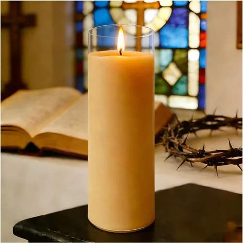 Miniatura 9 de 1 Piece Unscented 7 Color Glass Prayer Devotional Candle, Hand Poured Wax Candles - 2.24 Inch x 7 Inch, Great for Sanctuary, Vigils, Casting Chimes